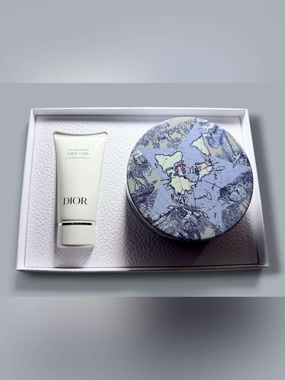 Dior Toile de Jouy Cotton Pad Holder + La Mousse Off/On Cleanser